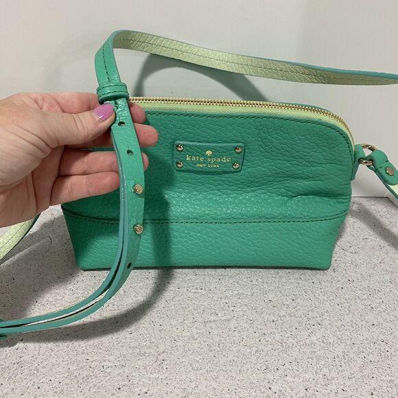 Kate Spade New York Hannah Crossbody Shoulder Bag Medium Green Leather Purse - Picture 15 of 15